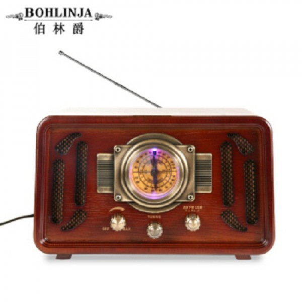 ĐÀI RADIO ĐẶT BÀN VỎ GỖ GIẢ CỔ USB, BLUETOOTH BOHLINJA RP-051 